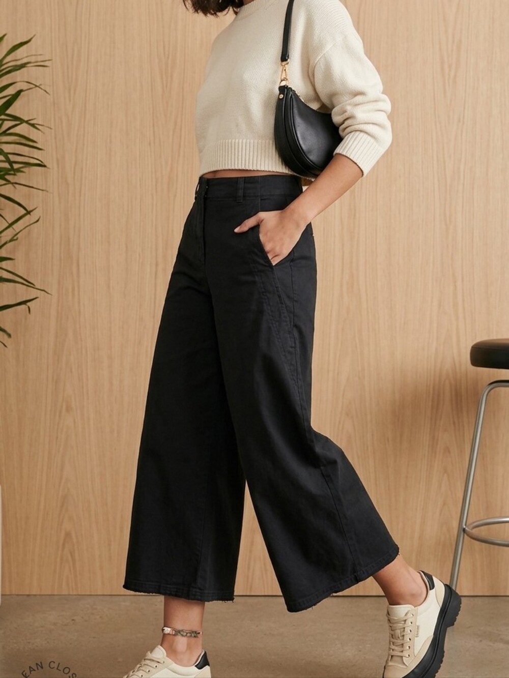 Anthropologie Maeve Colette Wide-Leg Pants Black High Rise Size 25P